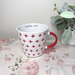 Prima Design Nurse Life Coffee Mug White Red Plus Signs Medical Gift‎ Large